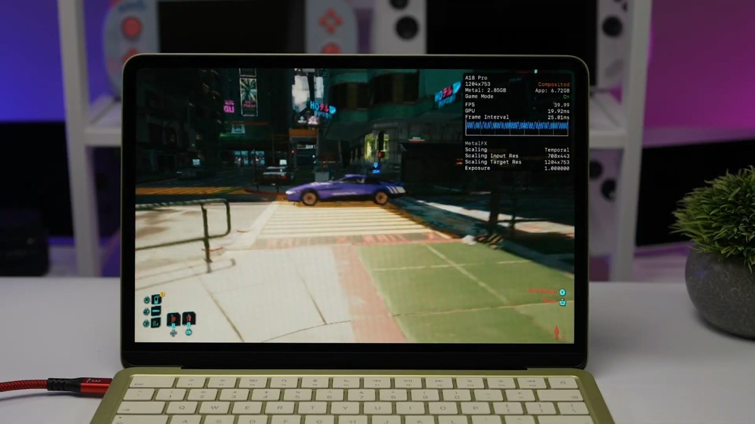 苹果最便宜笔记本MacBook Neo测试 《赛博朋克2077》可跑30帧