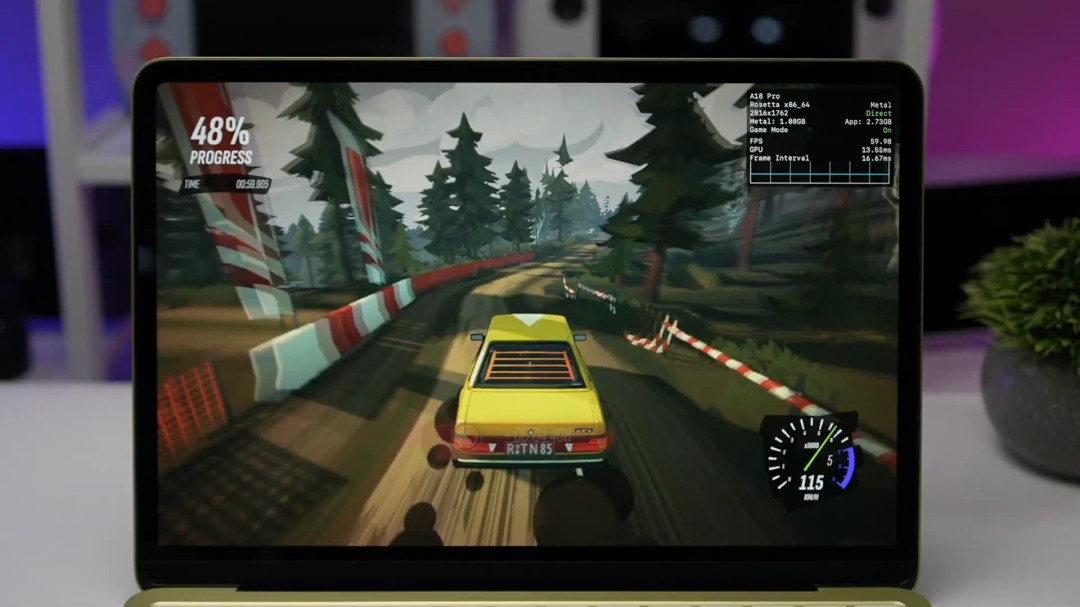 苹果最便宜笔记本MacBook Neo测试 《赛博朋克2077》可跑30帧
