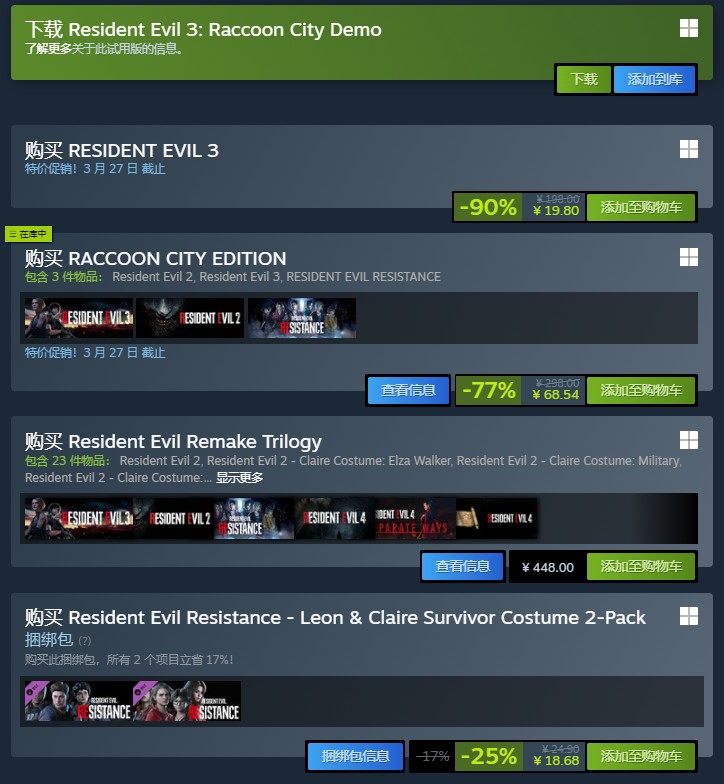 《生化危机3：重制版》促销 玩家数量上涨超10倍