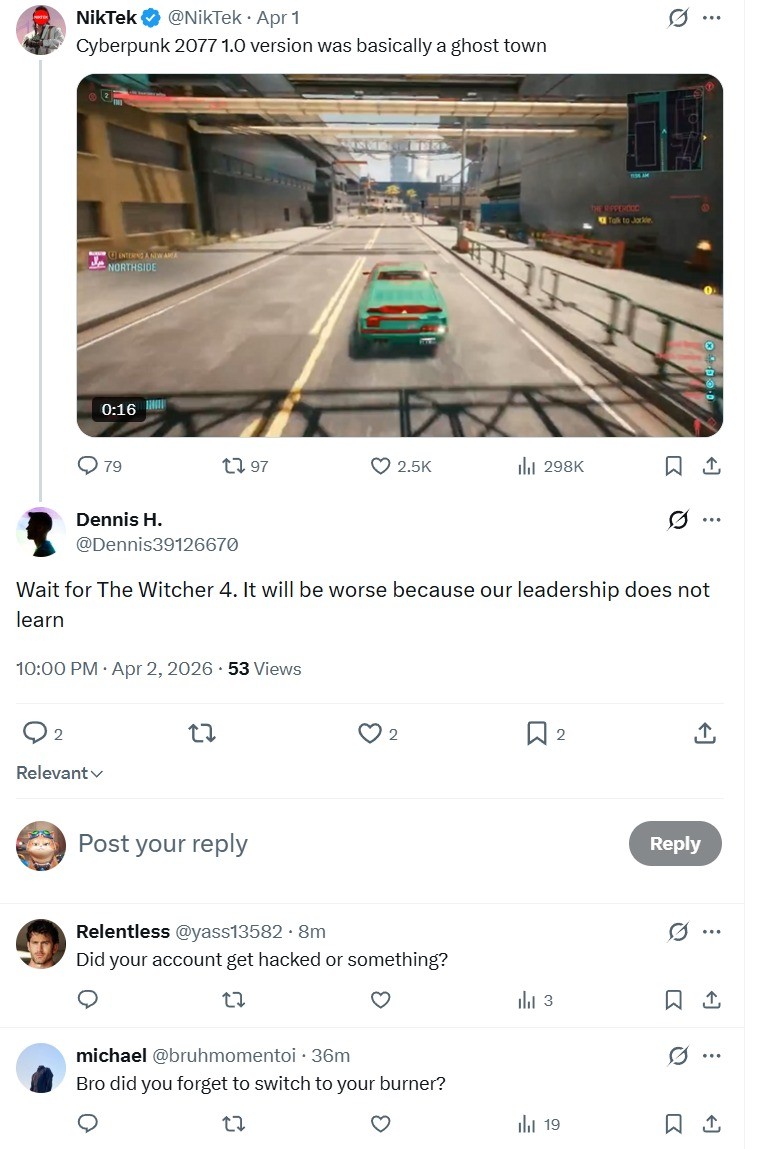 CDPR员工：《巫师4》首发会比2077更糟 因高层不吸取教训